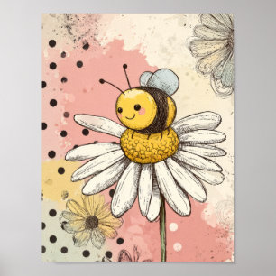 Poster Fleur et abeille fantaisistes – Floral cosy (1)