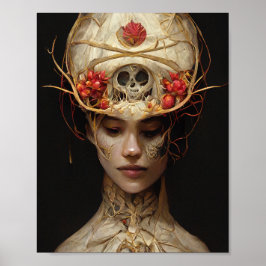 Poster Fleur et os 2 Surreal Gothic Imaginaire Art