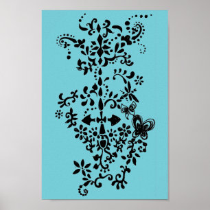 Poster Fleur et papillon Dandy Doodle