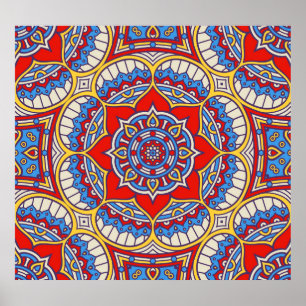 Poster Fleur ethnique, motif bohème sans soudure.
