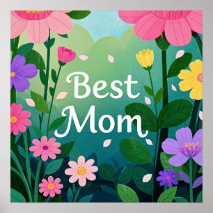 Poster Fleur Floral Best Mom Garden