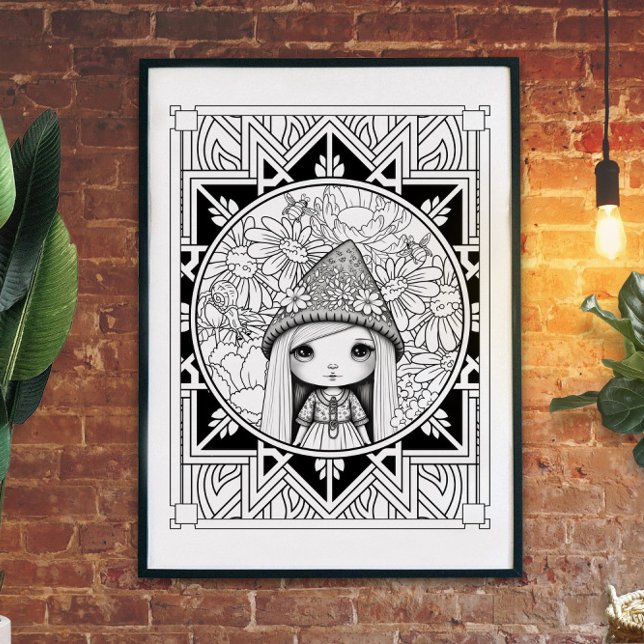 Poster Fleur Gnome Mandala Couleur adulte (Créateur téléchargé)