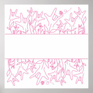 Poster Fleur ILY - Nom personnalisé ASL Design