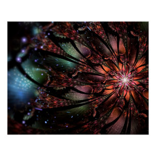 Poster Fleur imaginaire fractale douce et tendresse