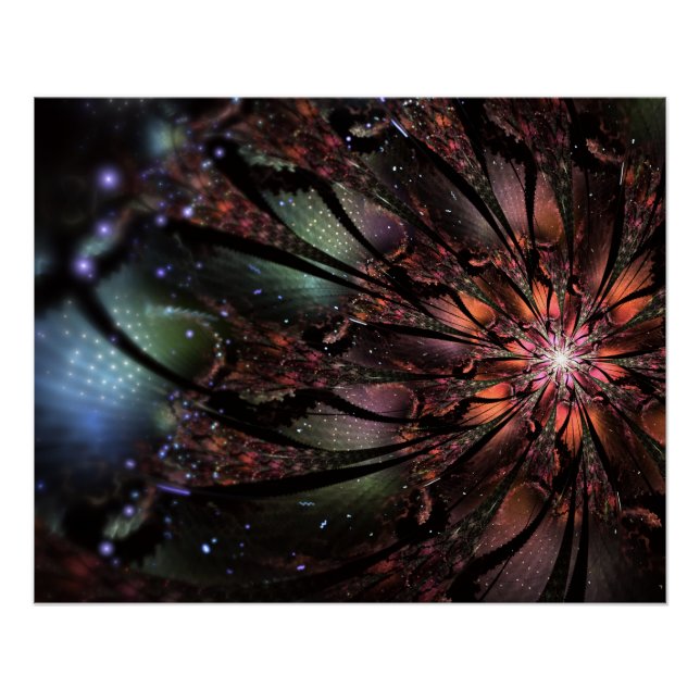 Poster Fleur imaginaire fractale douce et tendresse (Devant)