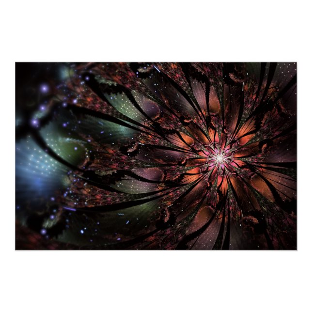Poster Fleur imaginaire fractale douce et tendresse (Devant)