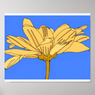 Poster Fleur jaune, bleue et jaune