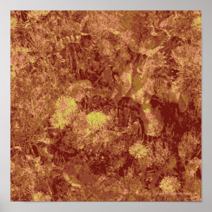 Poster Fleur jaune contre le motif 2 de camouflage de