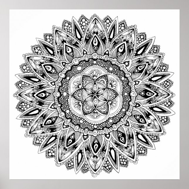 Poster Fleur mandala de la géométrie sacrée semence de la (Devant)