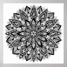 Poster Fleur Mandala noir et blanc