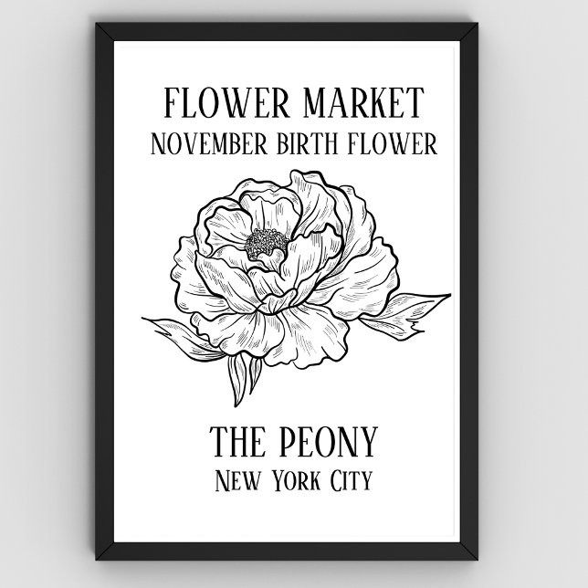 Poster Fleur Marché Fleur de naissance NOVEMBRE Art Impri (Flower Market Art Prints for November Birth Month)