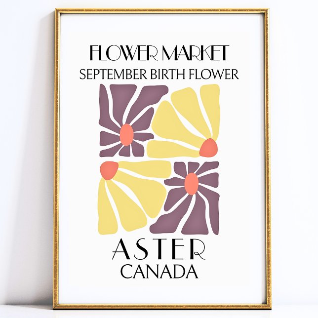 Poster Fleur Marché Fleur de naissance SEPTEMBRE Art Impr (September Birth Flower ASTER Art Print)