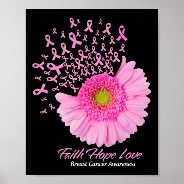 Poster Fleur marguerite Foi Espoir Amour Cancer du sein D (Devant)