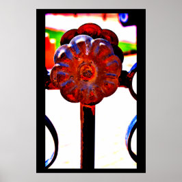Poster Fleur métallique orange