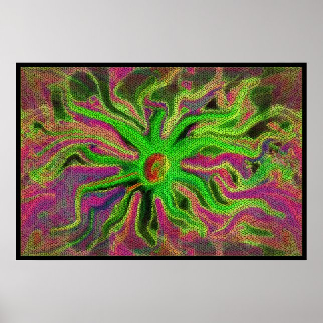 Poster fleur mosiaque (Devant)