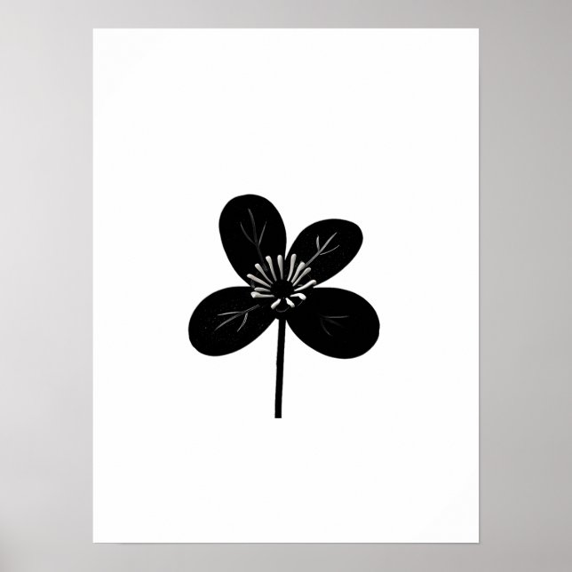 Poster fleur noire minimaliste (Devant)