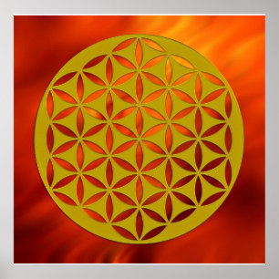 Poster Fleur OF Life 2 - poinçonné d'or