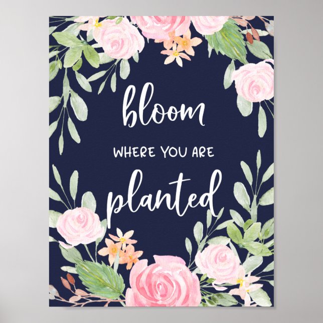 Poster Fleur Où Vous Êtes Plantés | Typographie florale (Devant)