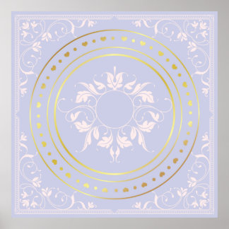 Poster Fleur pale violet ornementée 