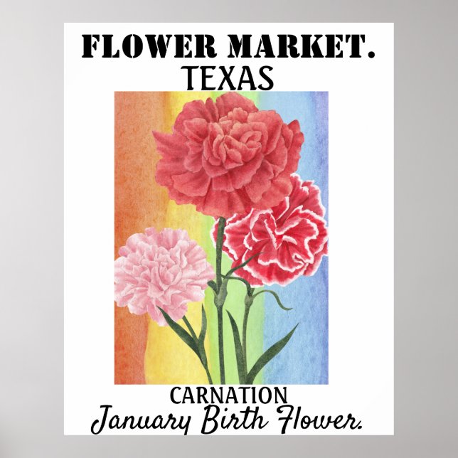 Poster Fleur personnalisée Marché Fleur de naissance Art  (Devant)