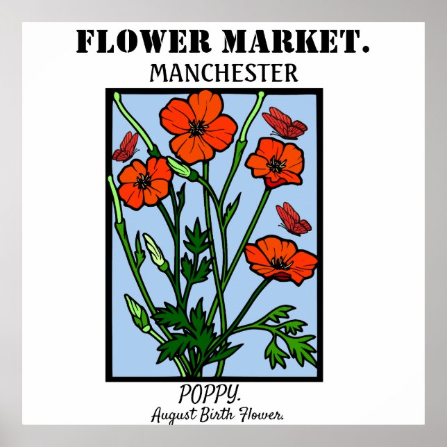 Poster Fleur personnalisée Marché Fleur de naissance Art  (Devant)
