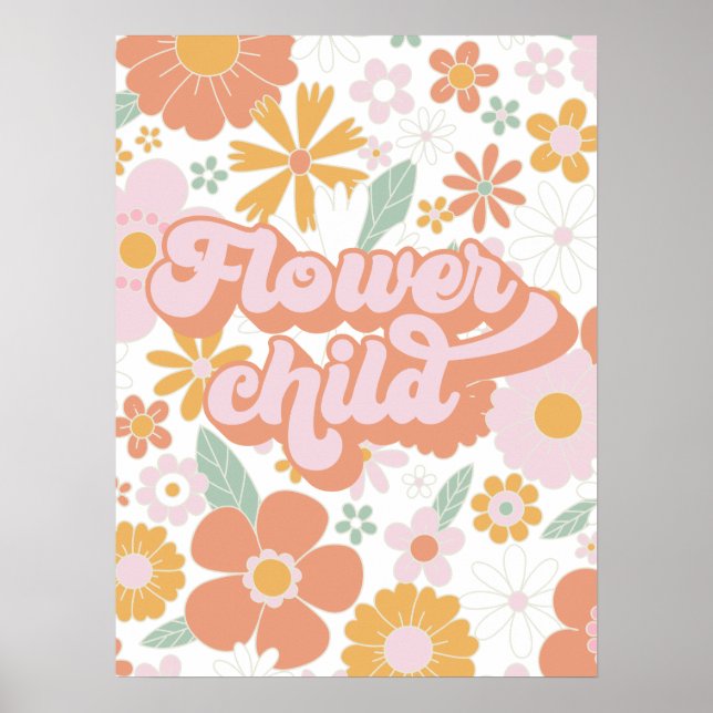 Poster Fleur rétro Enfant floral (Devant)