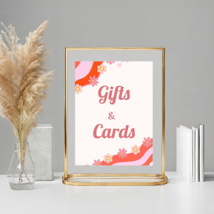 Poster Fleur Retro Groovy et carte Anniversaire