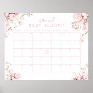 Poster Fleur Rose Bébé Fille Date Prévue de Naissance en