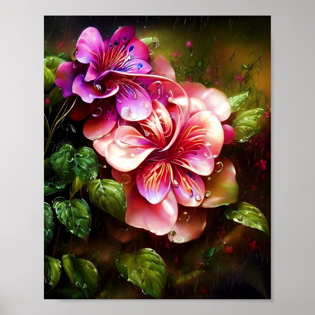 Poster Fleur rose brillante (Devant)