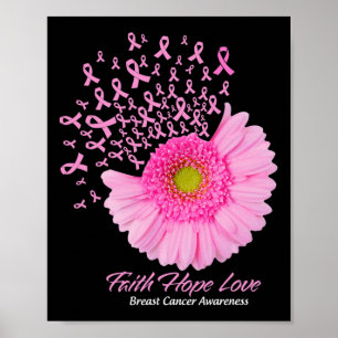 Poster Fleur Rose Daisy Foi Espoir Amour Cancer du sein A