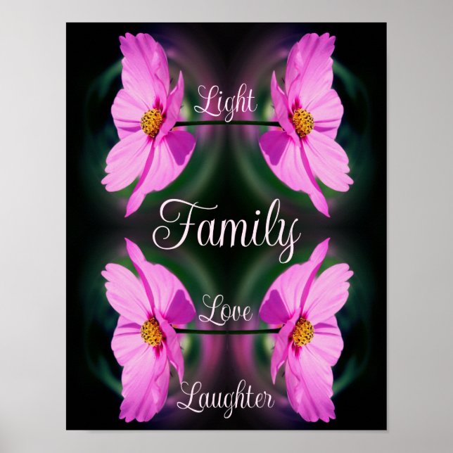 Poster Fleur rose de famille Mots Abstraits inspirés (Devant)