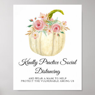 Poster Fleur rose Rose pâle Citrouille Distances sociales