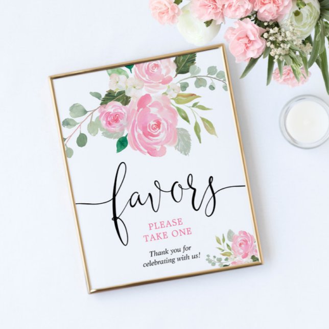 Poster Fleur rose vif Faveurs prenez un signe (Créateur téléchargé)