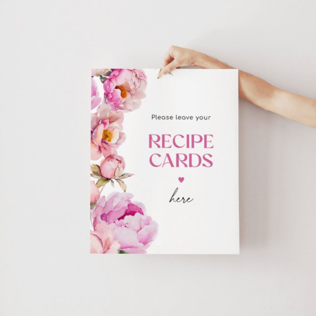 Poster Fleur rose vif laissez votre carte de recette ici (Créateur téléchargé)