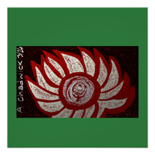 Poster Fleur rouge et blanche argentée