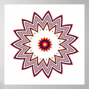 Poster Fleur rouge fractale