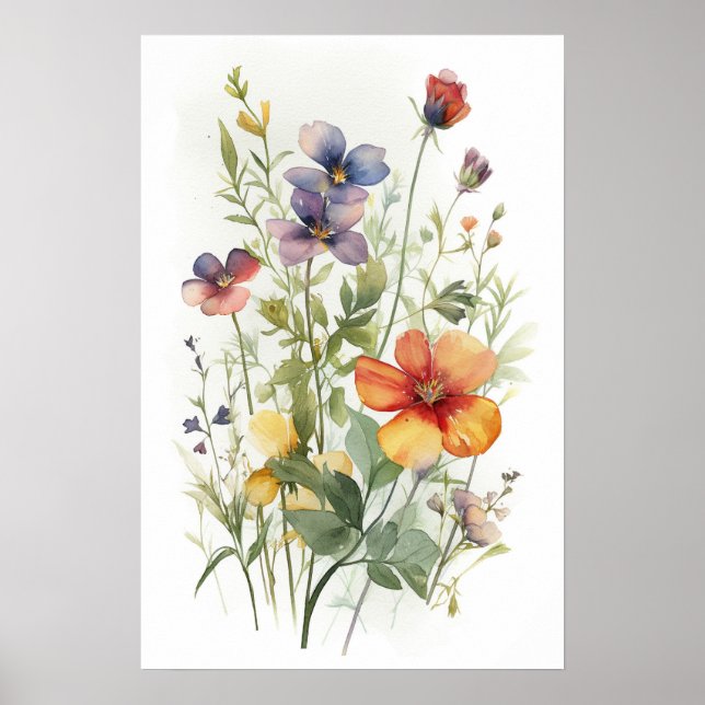 Poster fleur sauvage aquarelle (Devant)