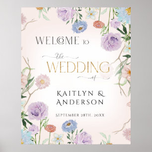 Poster Fleur sauvage Aquarelle Floral rose Mariage de bie