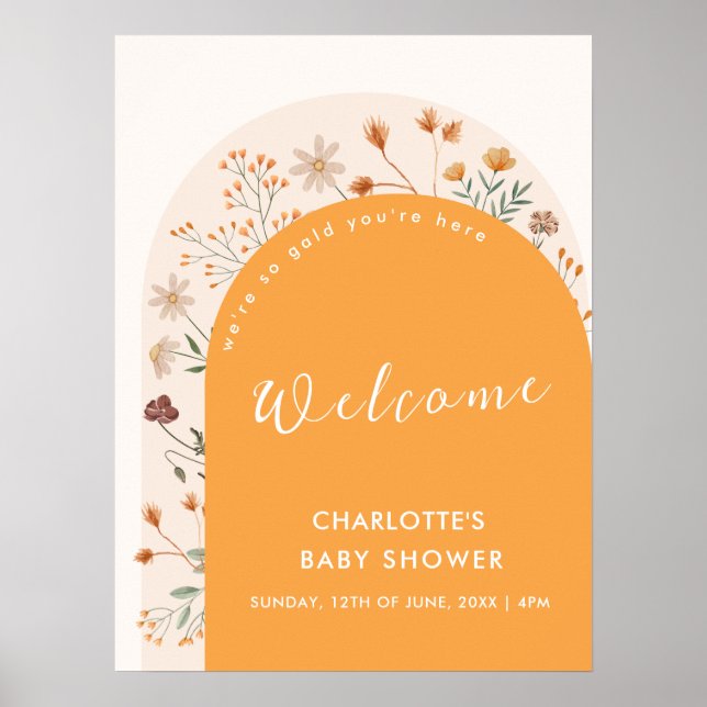 Poster Fleur sauvage  Arch Baby shower de l'automne Bienv (Devant)