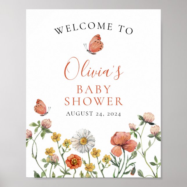 Poster Fleur sauvage Baby in Bloom baby shower Bienvenue (Devant)