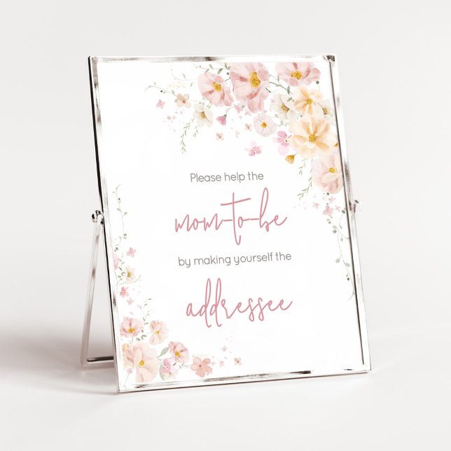 Poster Fleur sauvage Baby in Bloom Enveloppe Station (Baby in Bloom Baby Shower Envelope Station Sign)