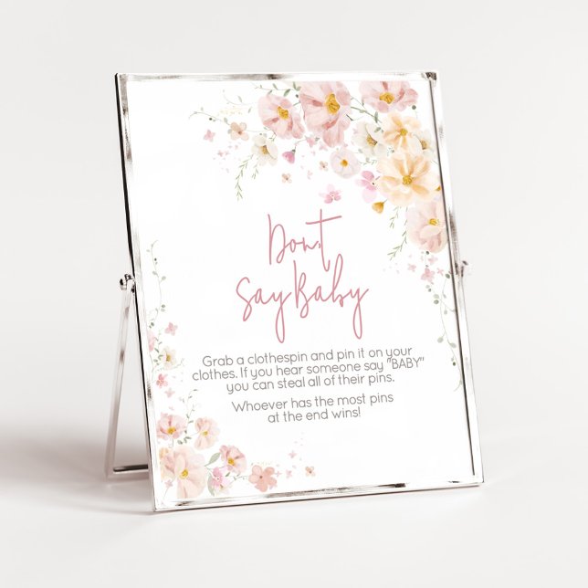 Poster Fleur sauvage Baby in Bloom Ne pas dire bébé (Baby in Bloom Baby Shower Don't Say Baby Sign)