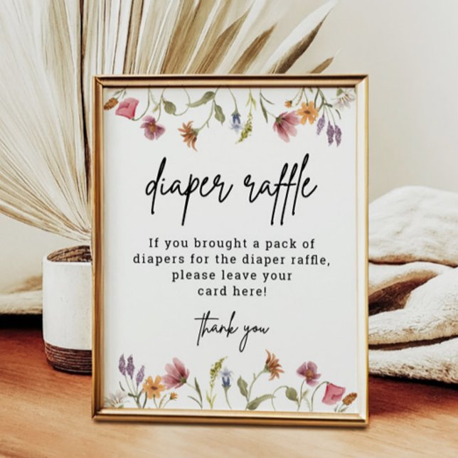 Poster Fleur sauvage Baby shower Diaper Raffle numérique (Créateur téléchargé)