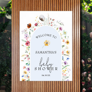 Poster Fleur sauvage Baby shower garçon Bienvenue