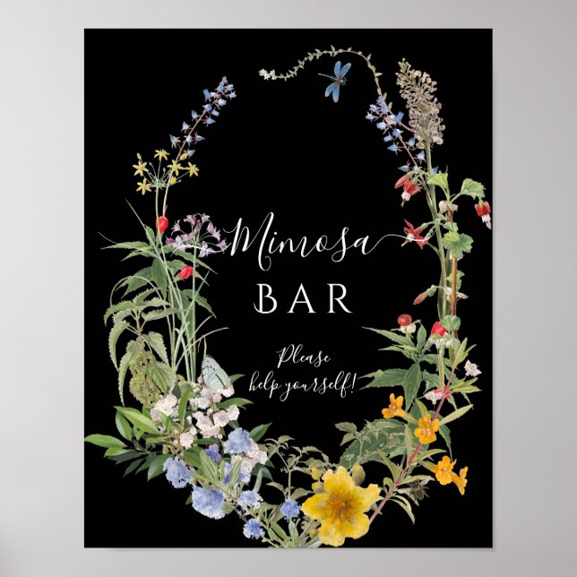 Poster Fleur sauvage Boho Chic Floral Wreath Cartes n Cad (Devant)