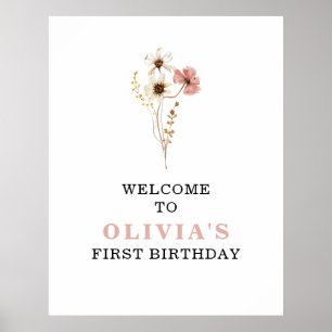 Poster Fleur sauvage Boho jardin fleuri premier anniversa