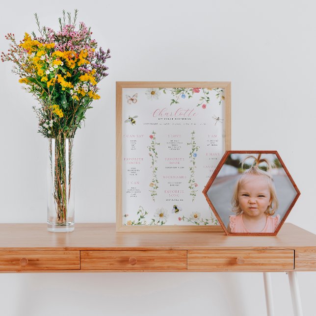 Poster Fleur sauvage Bumble Bee | 1er anniversaire Jalon (Créateur téléchargé)