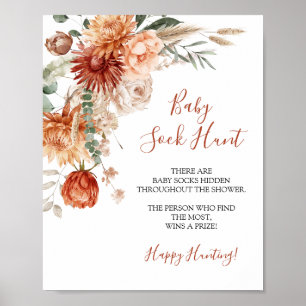 Poster Fleur sauvage Chute dans l'amour Baby shower bébé 