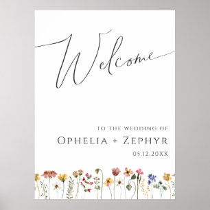 Poster Fleur sauvage coloré   Accueil du Mariage horizont