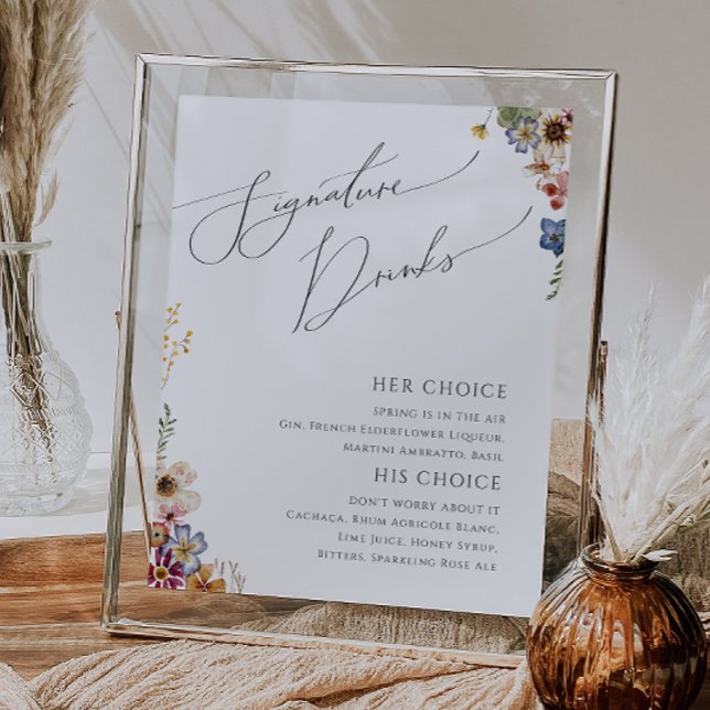 Poster Fleur Sauvage Colorée | Enseigne de Boissons Signa (Créateur téléchargé)